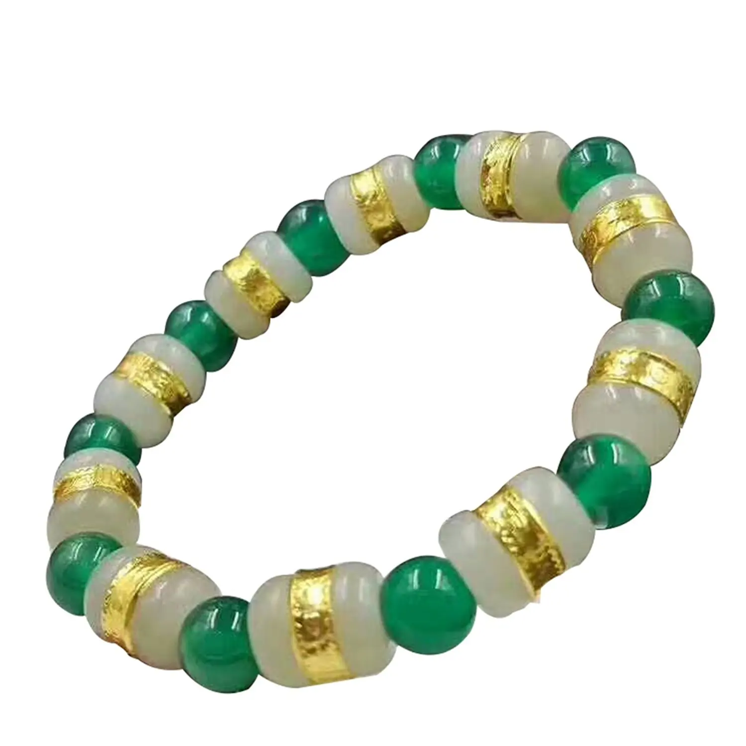Koraba Fine Jewelry Solid 999 24K Yellow Gold Hetian Jade Bead Bracelet Gifts Free Shipping