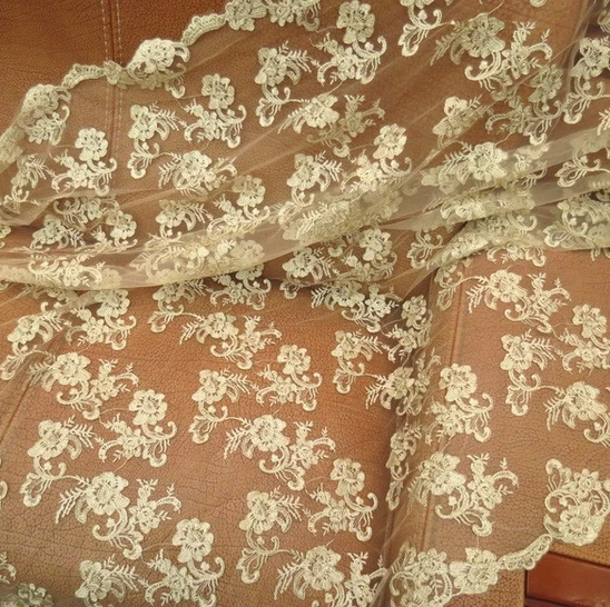 

1 Yard Gold Lace Fabric Garment Accessories, Lace Cloth 120cm Width