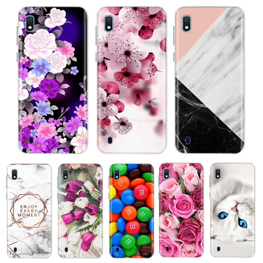 

For Samsung Galaxy A10 Case Soft Silicone Flower Phone Case For Samsung Galaxy A10 A 10 A105F A105 TPU Cases Cover Funda couqe