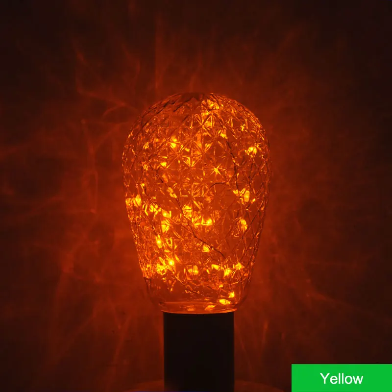 yellow Светодиодный светильник Edison ST64 AC85-265 E27, светодиодный светильник из меди, цветной светодиодный светильник RGB, рождественские украшения для украшения дома - Испускаемый цвет: yellow