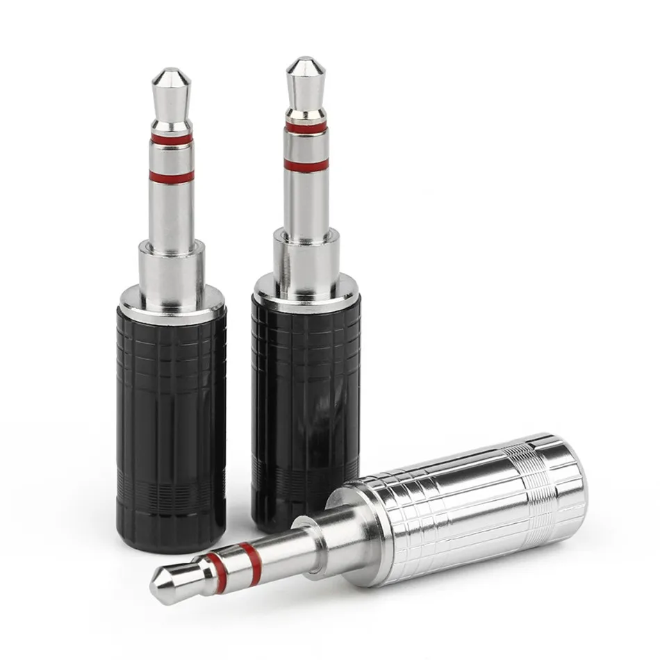 5PCS HiFi Earphone Connector 3.5mm Plug Audio Jack 3 Pole Audio Splice Adapter DIY Headphone Repair Palladium Metal Plug