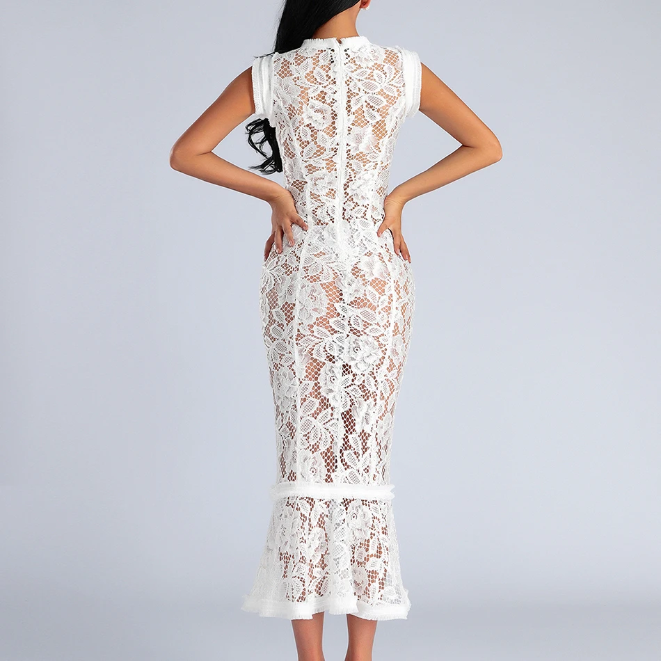 Seamyla 2019 New Sexy Celebrity Party Dress Women Sleeveless Hollow Out Lace Long Maxi Bodycon Summer Club Vestidos | Женская одежда