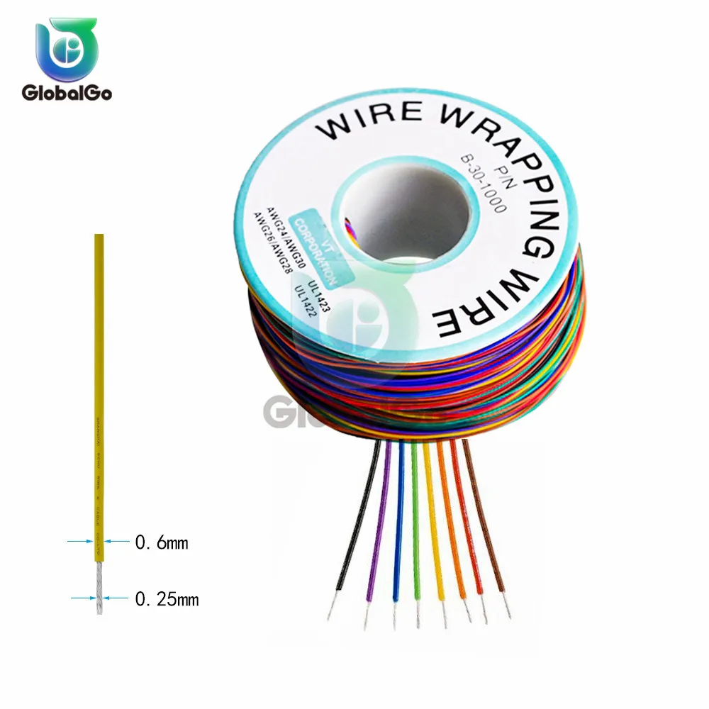 B-30-1000 UL1423 UL1422 Цветной 24AWG 26AWG 28AWG 30AWG провод обмоточный провод 0,25 мм Луженая Медь прочные из ПВХ кабельные перемычки