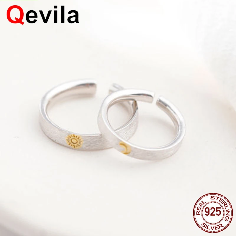 Женское и мужское кольцо Qevila регулируемое Золотое из стерлингового серебра S925 с