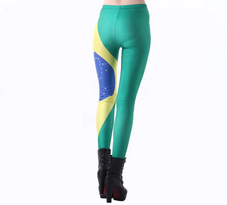 Женские леггинсы с бразильским флагом женские джеггинсы сексуальные принтом 070717