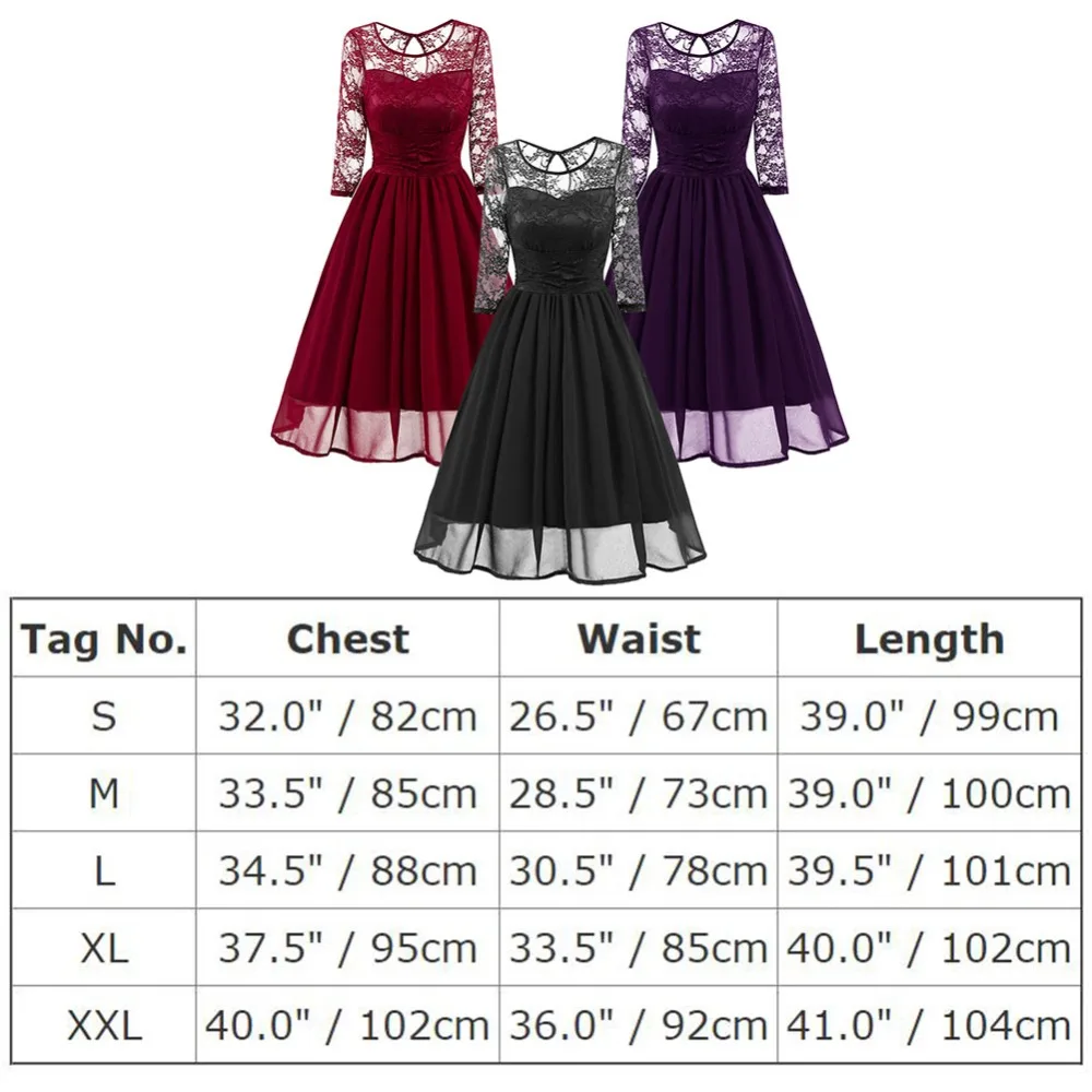 Элегантное женское кружевное платье с рукавом 3/4 плиссированное трапеция миди