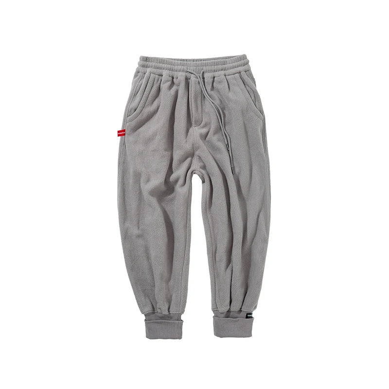 CHINISM чистый цвет Jogger спортивные брюки мужские с эластичной талией флисовый плед