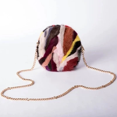 Real Mink hair fur bags women bag NEW chain shoulder winter plush handbags crossbody Girls party clutch purse multicolour | Багаж и сумки