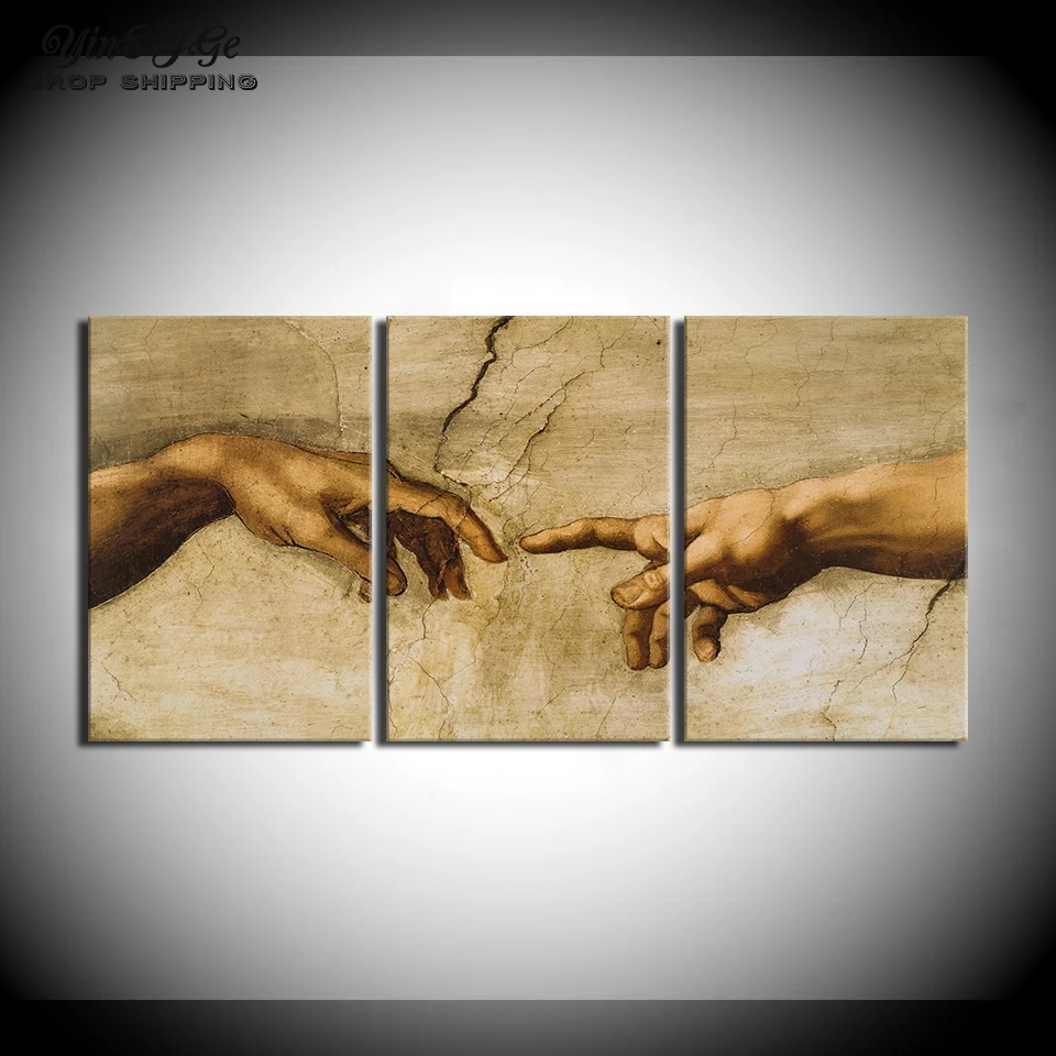 Абстрактные картины искусства комплект из 3 предметов создание Адама Hand of god