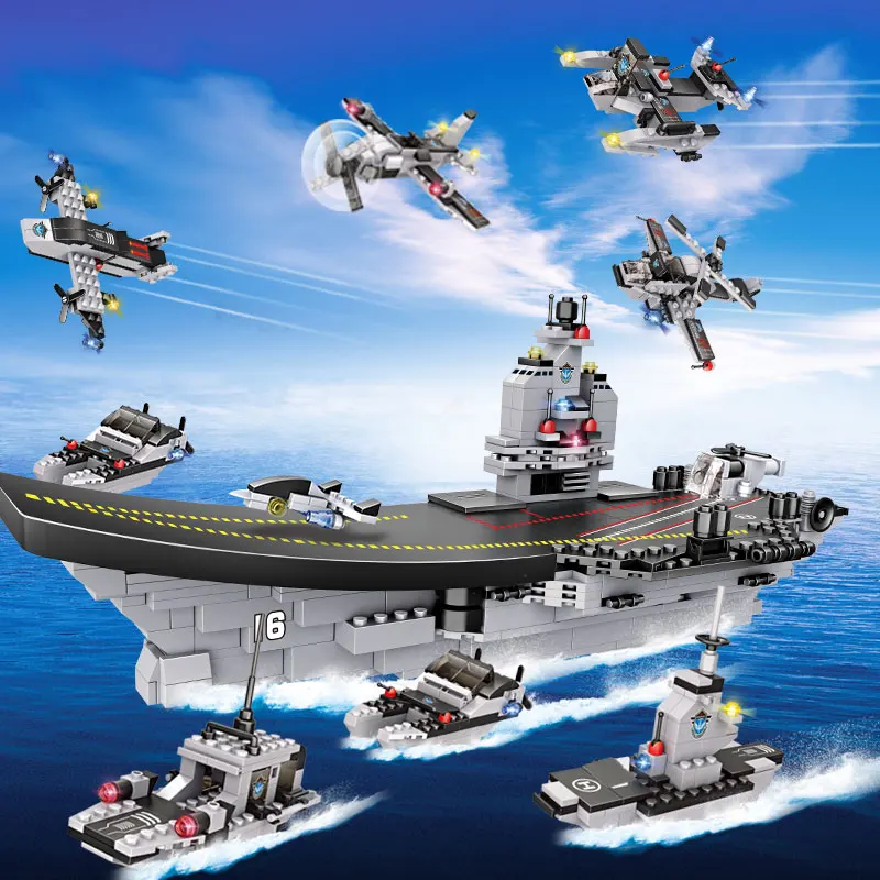 8 в 1 Battleship 715 шт. маленькие кирпичи упаковка 3 изменения с мини фигурка военный