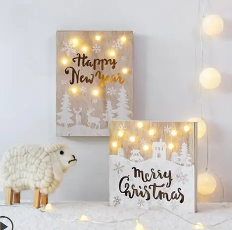 1 шт. Скандинавское деревянное светодиодное освещение Рождественская елка