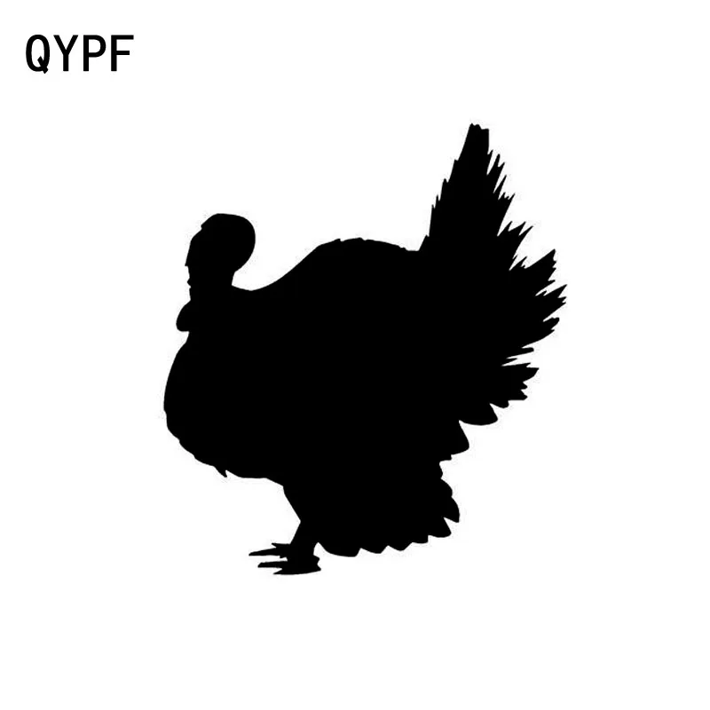 QYPF 12,7 см * 14 см, мультяшное животное, индейка, охотничья птица, виниловый автомобиль, цвет черный, серебряный