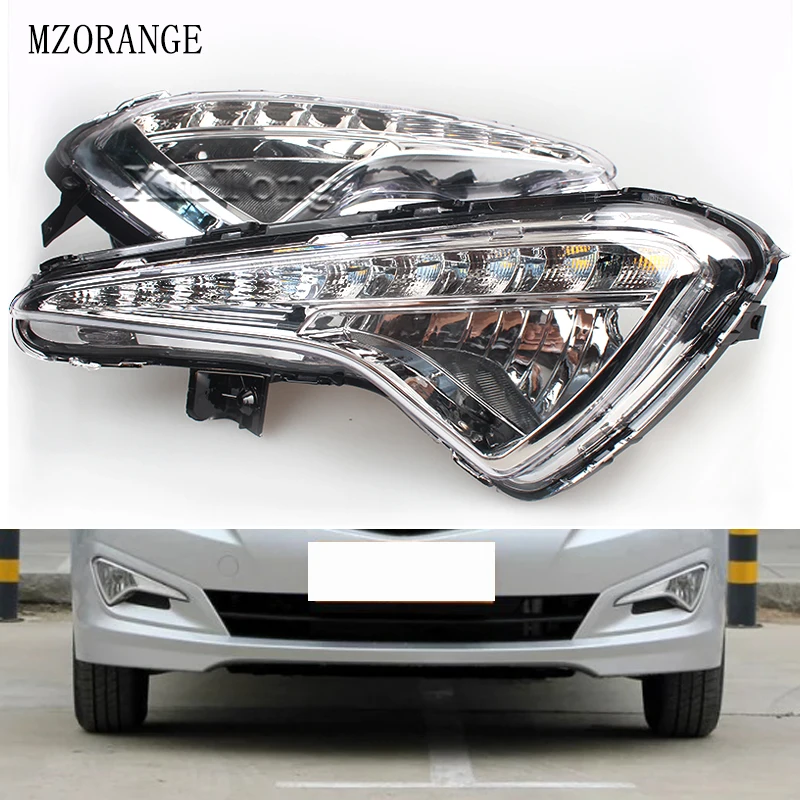 MZORANGE 2 шт./компл. для hyundai акцент VERNA стайлинга автомобилей Светодиодный дневные ходовые огни поворотник Габаритные огни DRL Дневной светильник