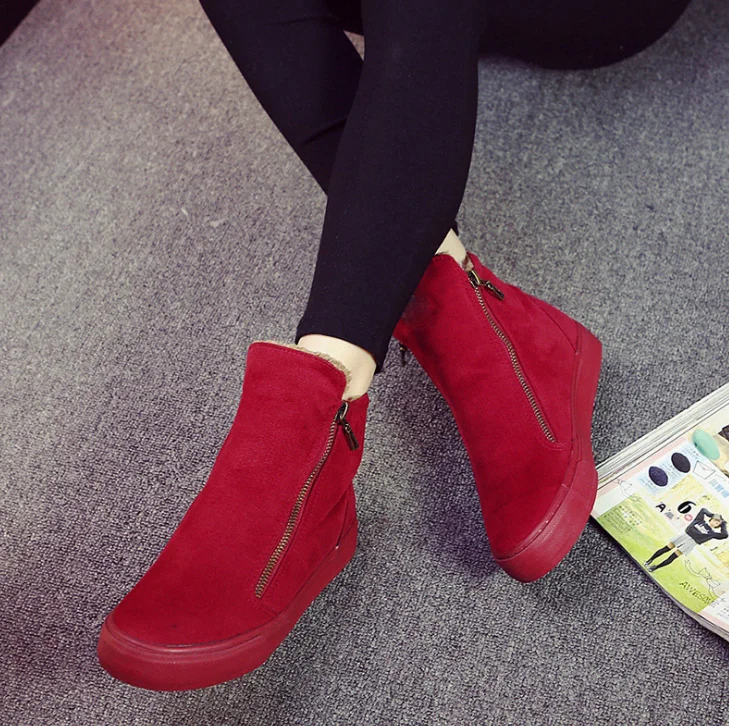 Женские ботильоны на молнии XEK зимние ботинки из флока платформе женские