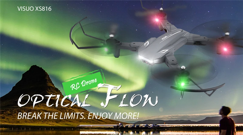 TIANQU VISUO XS816 оптическое позиционирование потока Двойная камера WiFi 2MP+ 0.3MP Радиоуправляемый Дрон g-сенсор жестовая съемка 3D трюк против SG700