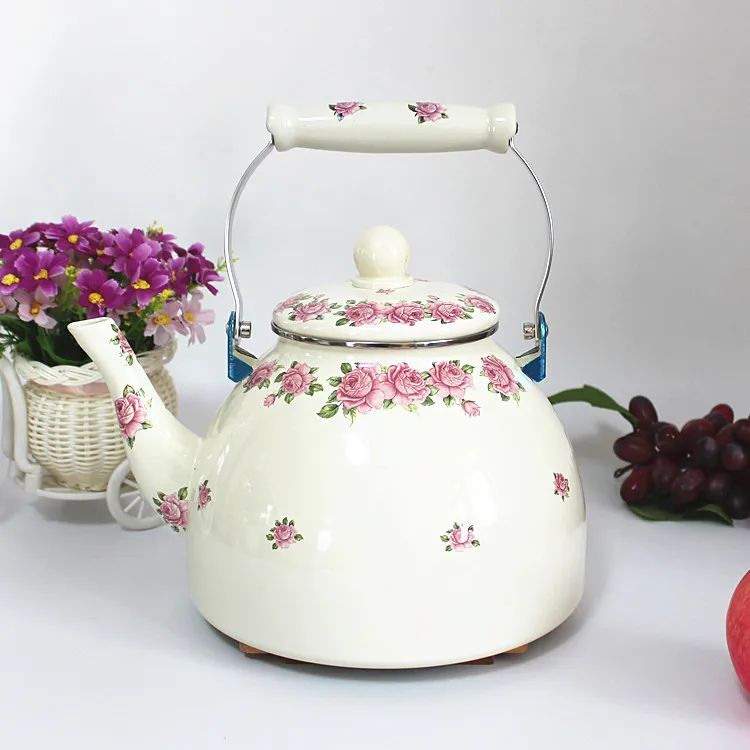 Thick flat bottom 4L large porcelain enamel water kettle teapot milk tea pot electromagnetic furnace general purpose teakettle | Дом и сад