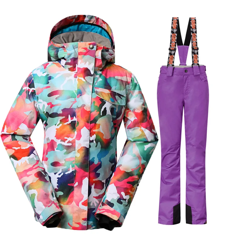 Gsou Snow 30 Градусов Женский Лыжный Костюм Зимний Теплый для Сноуборда Ветрозащитный