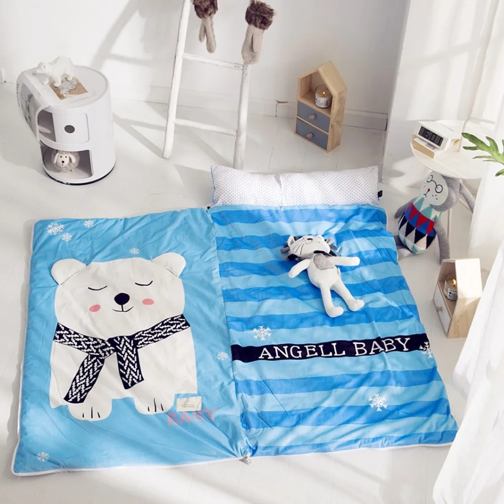 150cm*70cm Kid Sleeping Bag Thicken Quit with Pillow Warm Envelope for Bedroom Multifunctional Children Sleeping Bag