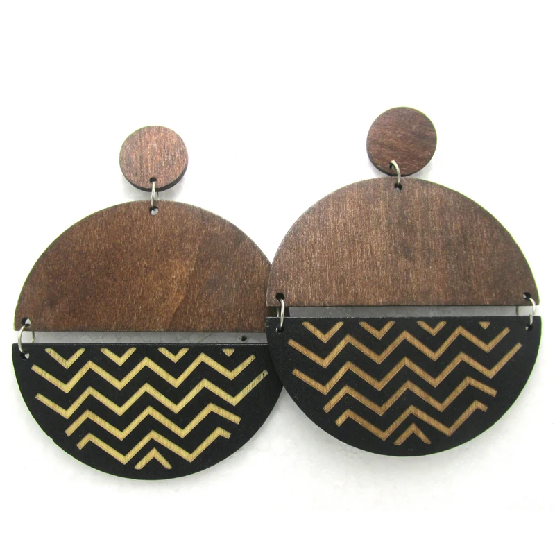 

Free shipping!! Dark Brown Zig Shape Wood Dangle Earrings