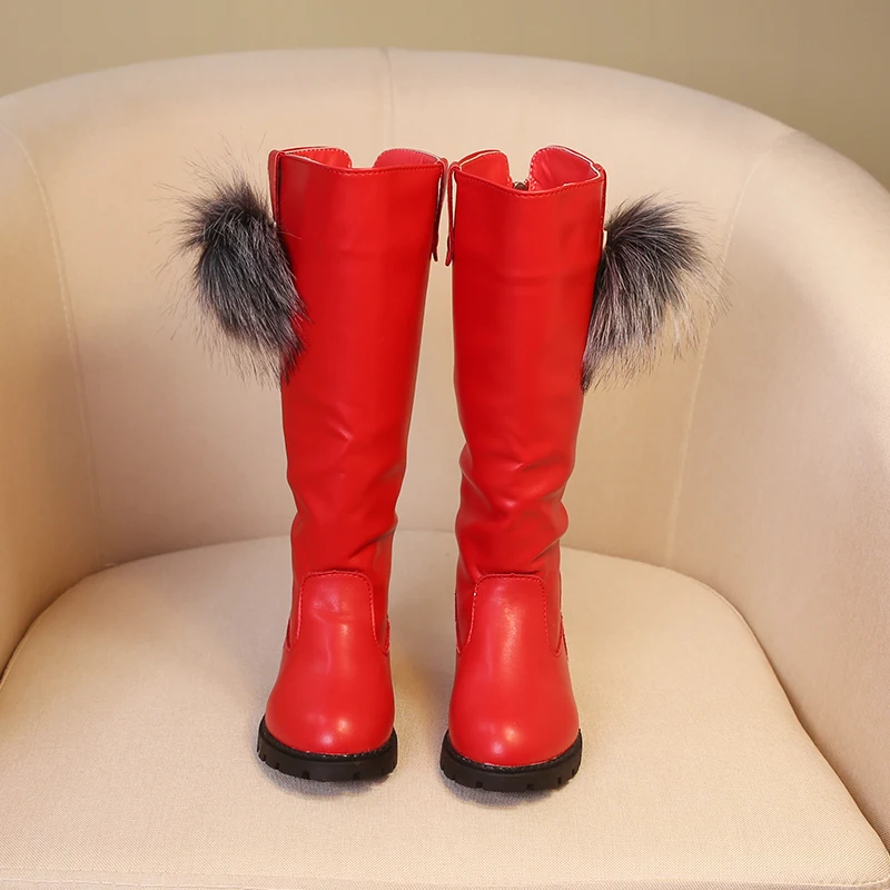 autumn and winter children boots female child princess high-leg plus velvet cotton-padded shoes |