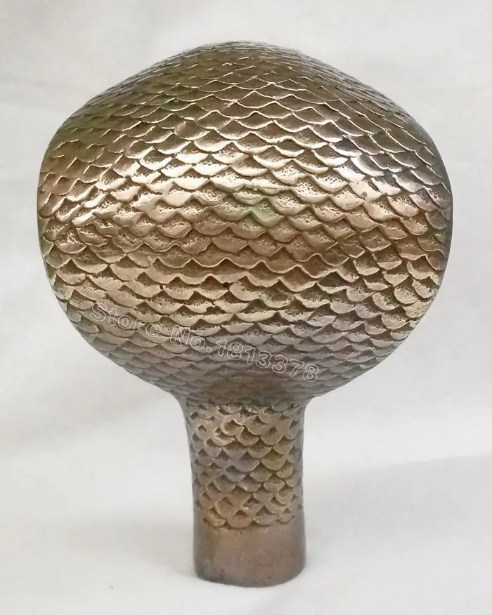 Chinese Old Bronze Hand Carved Cobra Statue Cane Walking Stick Head fast shipping | Statues &amp Sculptures