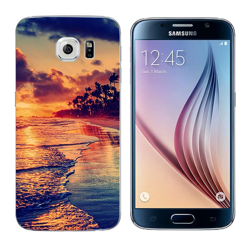 Ультратонкий Мягкий силиконовый черный чехол для Samsung Galaxy S6 s 6 с принтом сосны Fundas