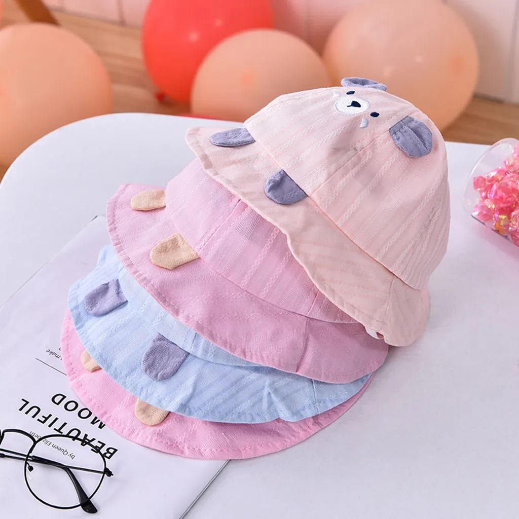 Летняя шляпа с ушками медведя для маленьких мальчиков и девочек кепка принтом
