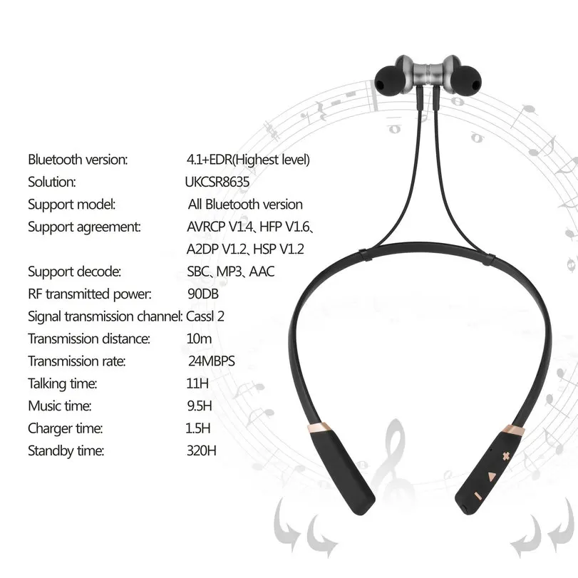 Новинка 2020 спортивные Bluetooth наушники с шейным ободом беспроводная гарнитура