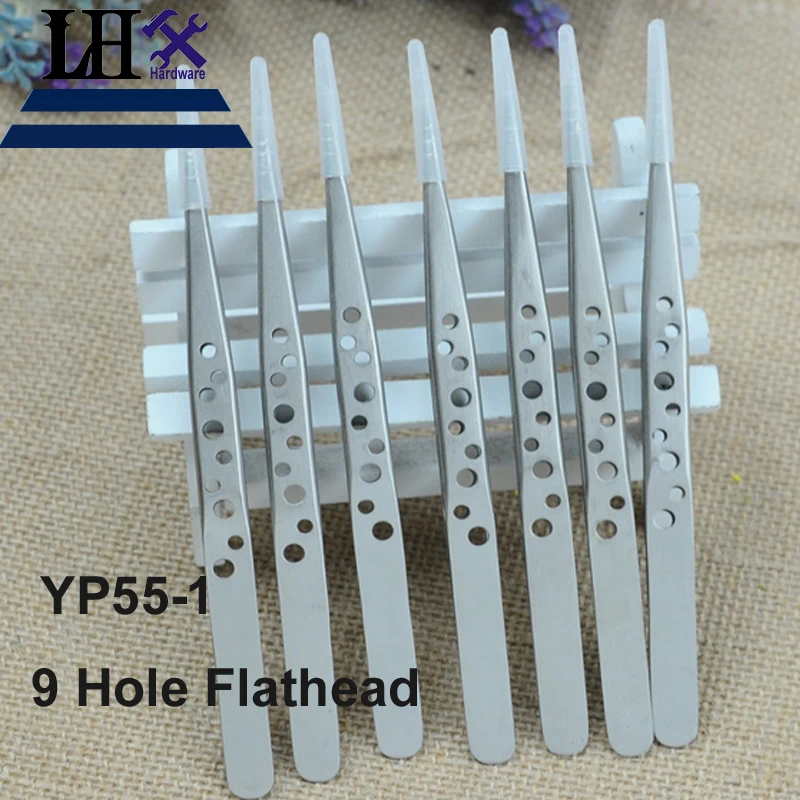 

PBYP55-1 9 Hole Safe Anti-static Stainless Steel Tweezers Repairing Maintenance Tools Part Clamp