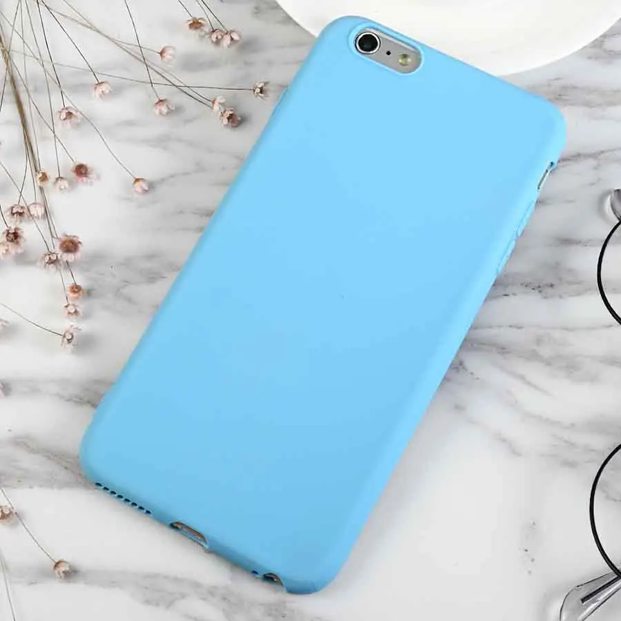 Роскошный Небесно Голубой мягкий силиконовый чехол для телефона iPhone X XR XS Max 5 5S SE 6