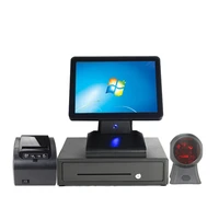15 inch casher register touch screen pos system with scanner printer cash box all in one set pos system