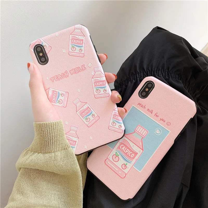 Чехол для телефона с мультяшными фруктами, персиками, напитками для iPhone XS Max XR XS 6 6S 7 8 Plus X Milk Box, Мягкая силиконовая задняя крышка, чехол s