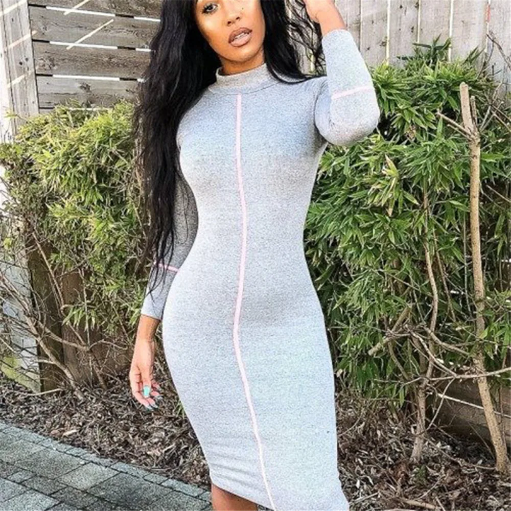 Женское осеннее платье Vestido 2019 высококачественное Брендовое в полоску с длинным