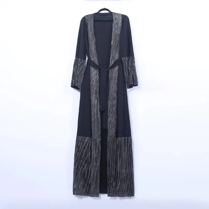 Black cardigan Открытое кимоно абайя, Турция, Дубайский Мусульманский платье хиджаб абайя, кафтан для женщин, кафтан, мусульманская одежда, Jilbab Femme Musulman Cothes - Цвет: Black cardigan