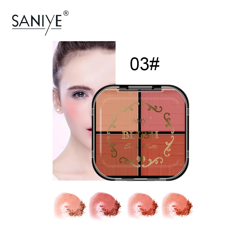 SANIYE, 4 цвета, тени для век, пудра, румяна, палитра, 3D контур для лица, корейские румяна, пудра, макияж для лица, румяна E0423