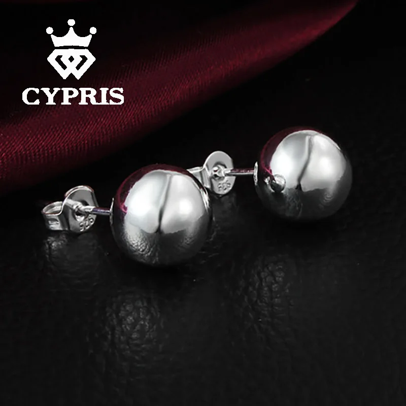 Любовь CYPRIS E074 горячие серебряные серьги-гвоздики Мода 10 мм Жемчуг/шарик леди