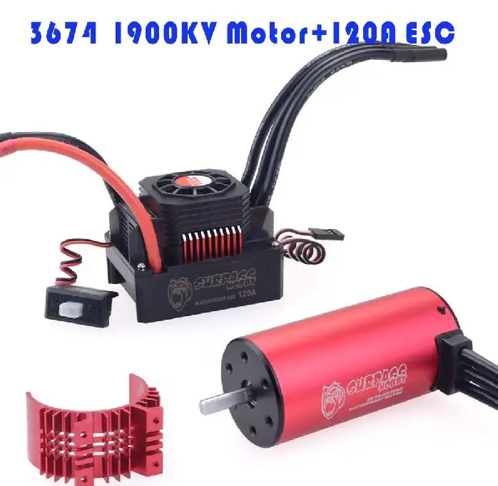 1900KV and 120A ESC SurpassHobby 3674 2250KV/1900KV бесщеточный мотор+ 120A водонепроницаемый бесщеточный Esc 2-3S для 1/8 Rc моделей Багги Дрифт автомобиль - Цвет: 1900KV and 120A ESC