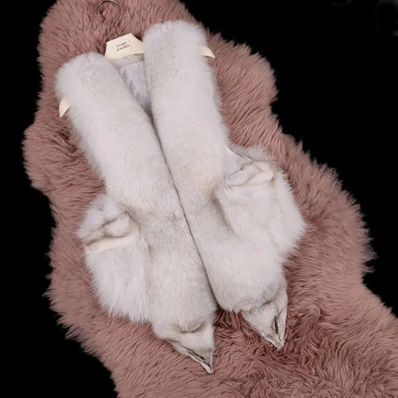 2018 new whole leather fur vest female fox head coat | Женская одежда