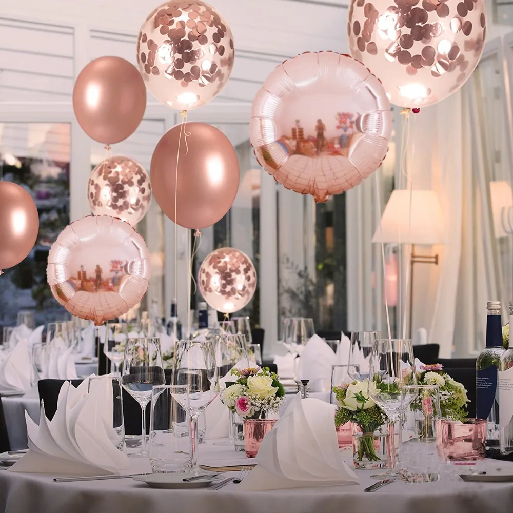 5 шт 12 дюймов розовое золото конфетти шары День рождения шар Baby Shower поставки