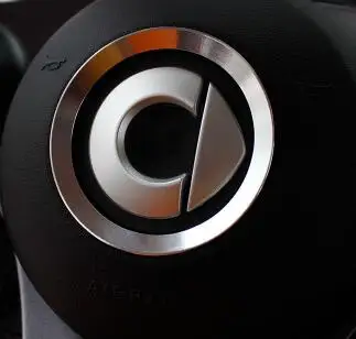 Серебристый Смарт 453Fortwo Forfour автомобильные аксессуары чехол рулевого колеса автомобиля корпус интерьера автомобиля украшение металлическое кольцо для автомобиля Стайлинг - Название цвета: Серебристый