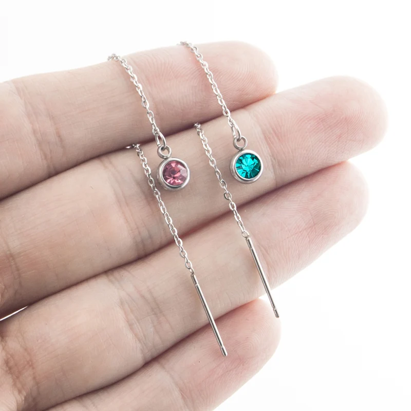 Серьги-вкладыши Risul mujer moda из нержавеющей стали 12 видов цветов камни для рождения
