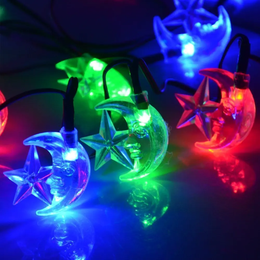 На солнечной энергии 25ft/40 LED звезды и Луны фестиваль струны света Наружное