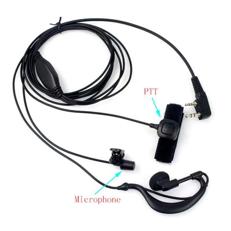 

2pcs NEW 2 Pin G Type Three Line PTT Earpiece With A Separate Rotating Microphone for HYT QUSHENG WOUXUN PUXING BAOFENG UV-5R