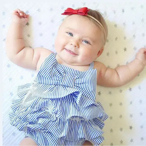 2019 брендовая летняя одежда для новорождённых детское платье девочек в полоску