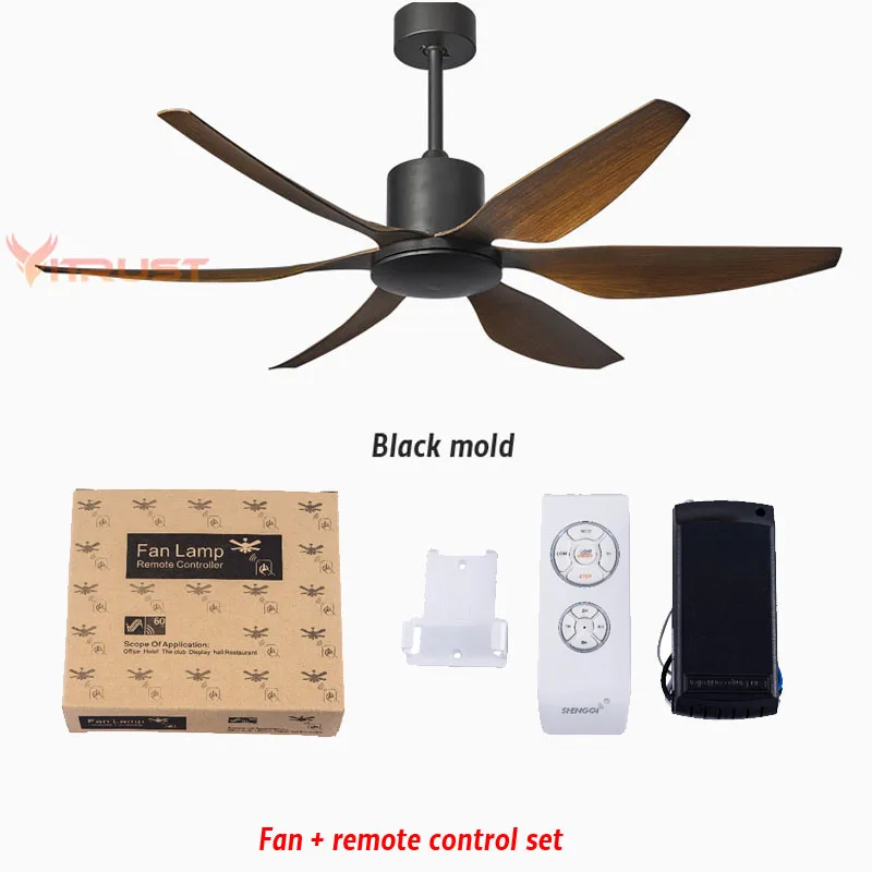 fan with RC no lamp2 Промышленный 66 дюймов 6 лопасти потолочный вентилятор Nordic большой Страна Промышленный потолочный вентилятор с освещением и пульт дистанционного Управление люстра - Цвет лезвия: fan with RC no lamp2