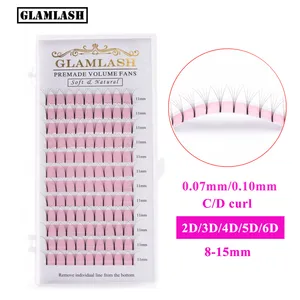 Накладные ресницы GLAMLASH, синтетические ресницы ручной работы, длинные стебли, для широкого объема, 2D3D4D5D6D