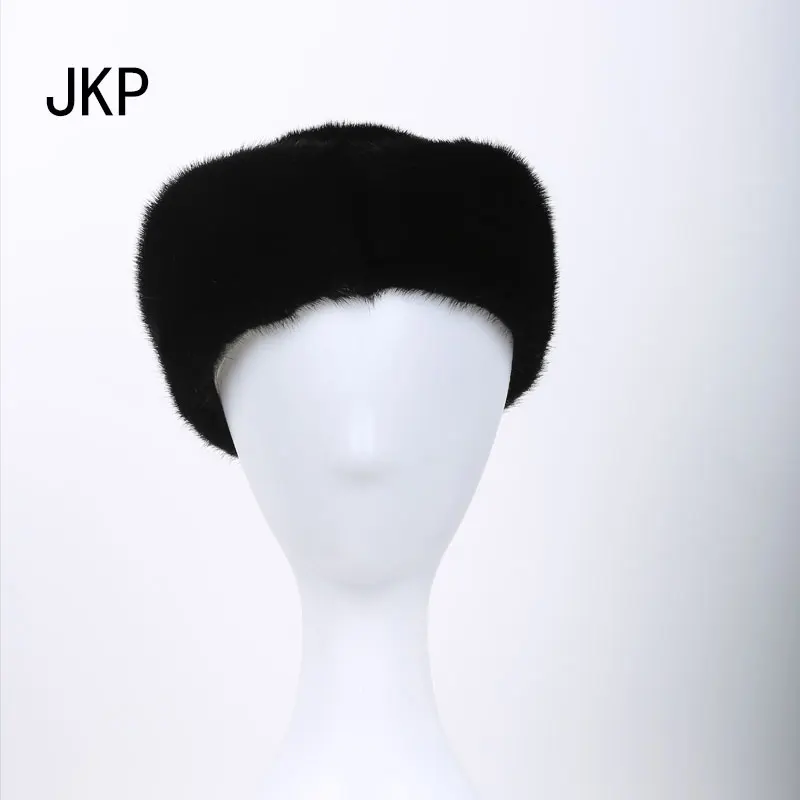 JKP 2018 100% новая настоящая черная норковая меховая шапка с капюшоном женские