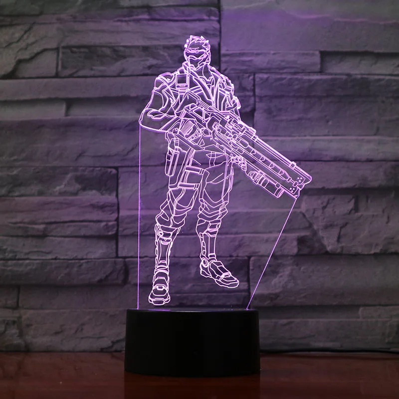 Soldier 76 Классный детский светодиодный ночной Светильник Pachimari Game Overwatch, Ночной светильник для детской спальни, декоративный светильник, Прямая поставка, светодиодный ночник - Испускаемый цвет: Soldier 76