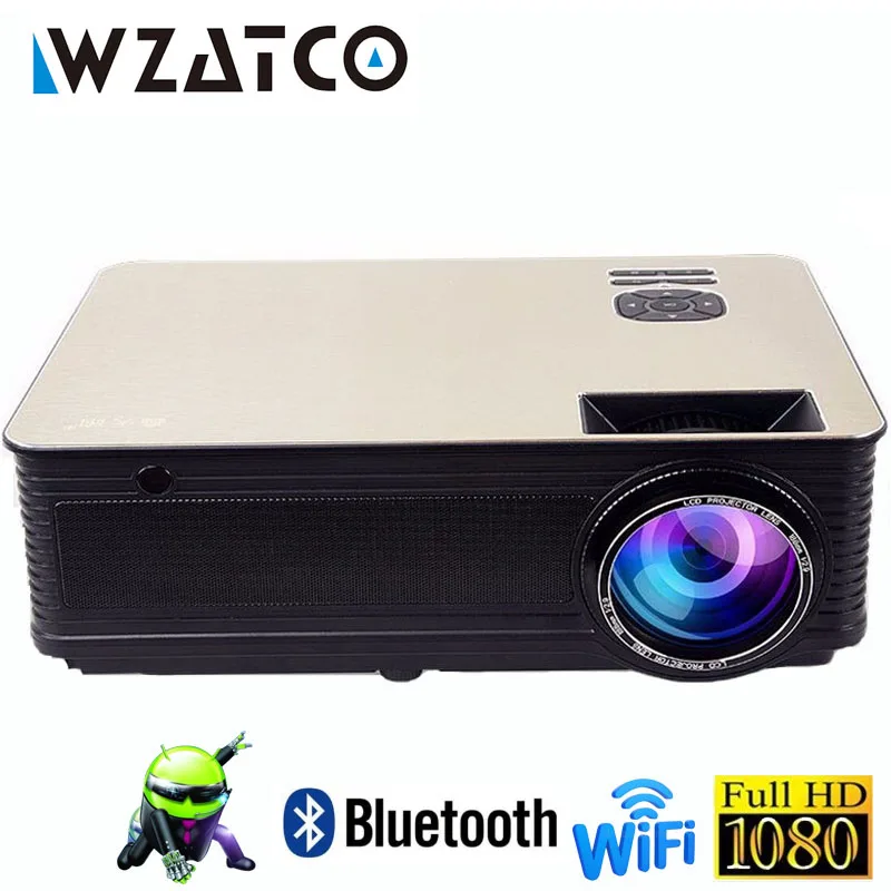 WZATCO Full HD 1080p светодиодный Видеопроектор для домашнего кинотеатра 5500 люмен Android 9,0 WiFi портативный видеопроектор moive Proyector с HDMI USB