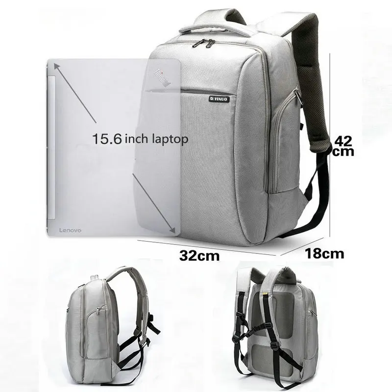 

YINUO Men Backpack Waterproof Mesh Back 15inch Laptop Backpack Multifunction High Capacity Multilayer Space Travel Bag